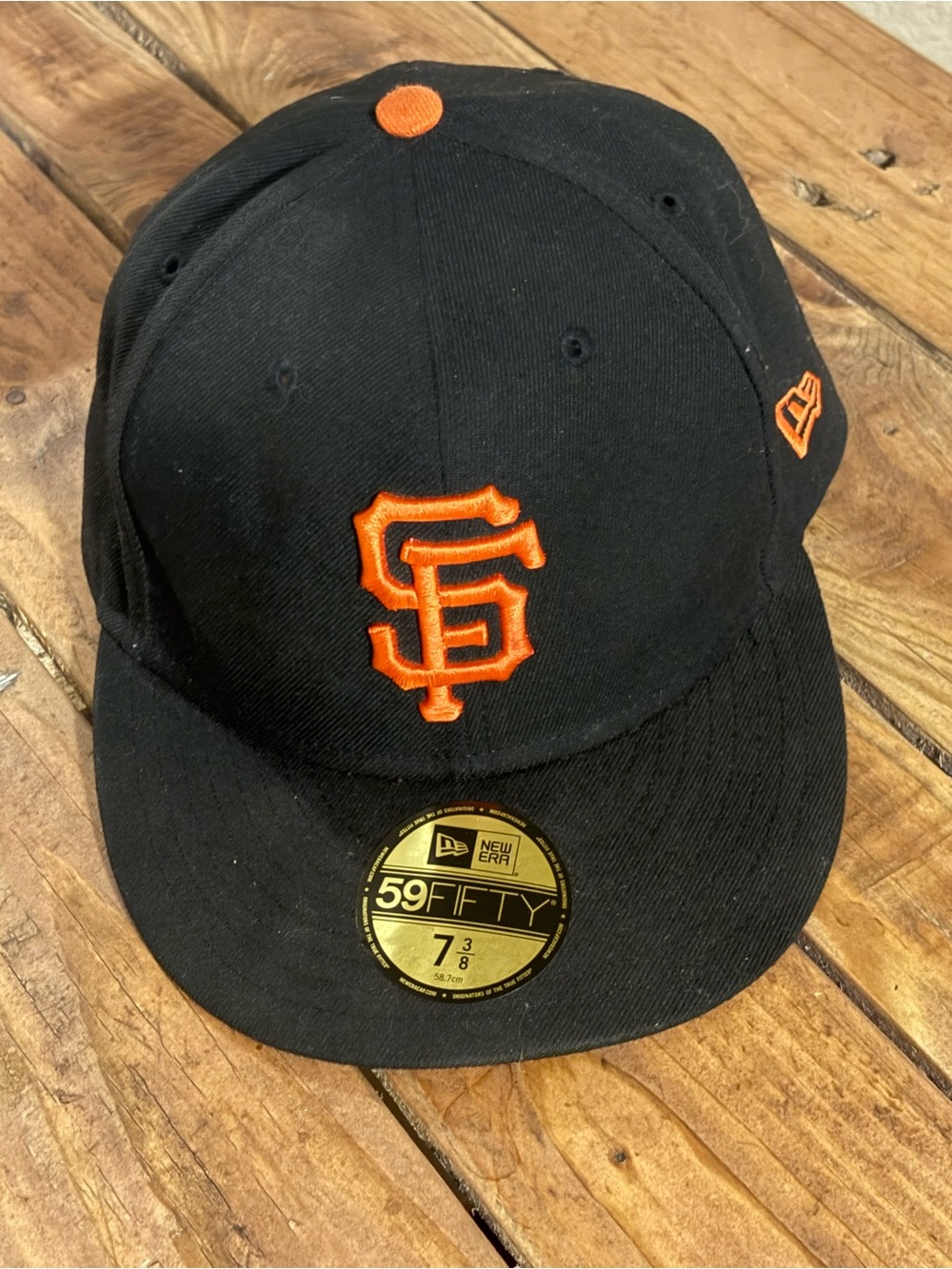 New Era Black and Orange SF Logo Fitted Baseball Cap